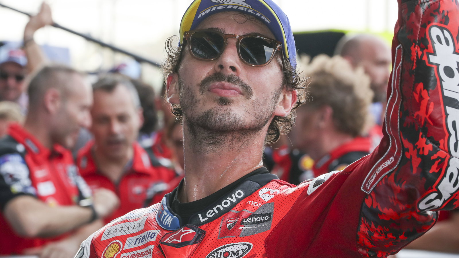 Francesco Bagnaia, 2025 MotoGP Thai Grand Prix, parc ferme. Credit: Gold and Goose.