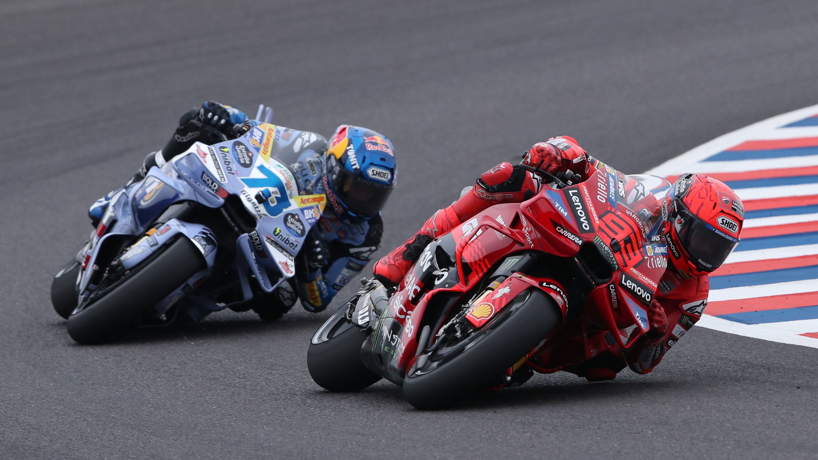 Marc Marquez leads Alex Marquez, 2025 MotoGP Argentinian Grand Prix. Credit: Gold and Goose.