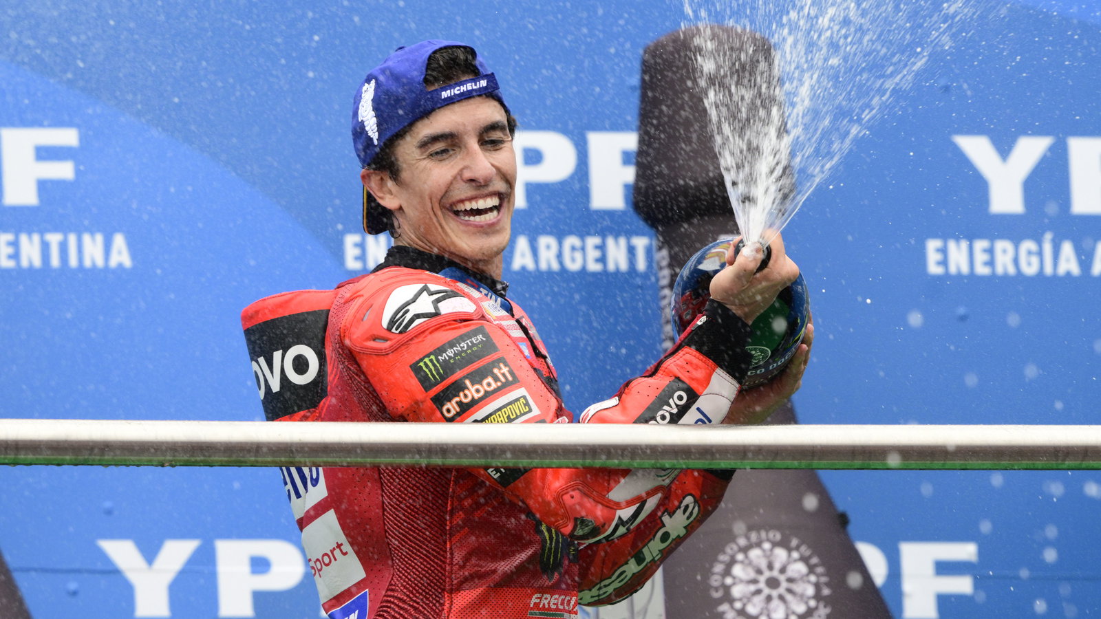 Marc Marquez, 2025 MotoGP Argentinian Grand Prix, podium. Credit: Gold and Goose.