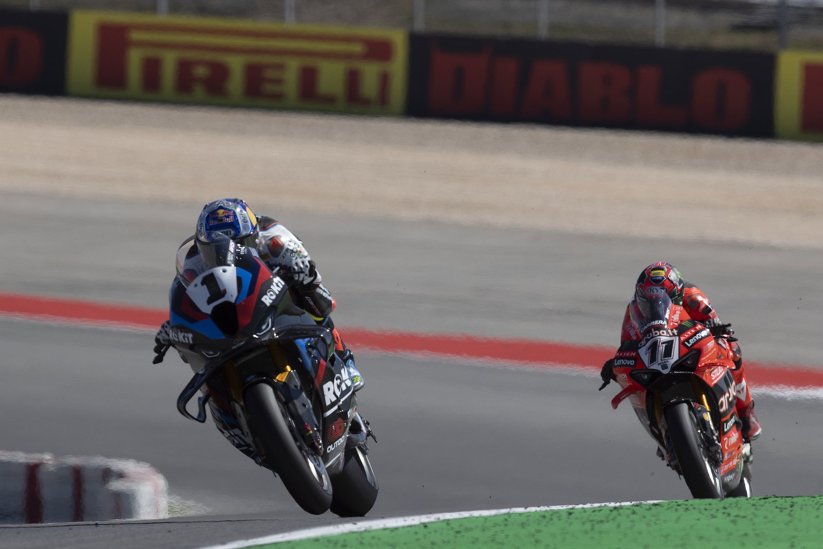 Toprak Razgatlioglu, Nicolo Bulega, 2025 Portuguese WorldSBK. Credit: Gold and Goose.