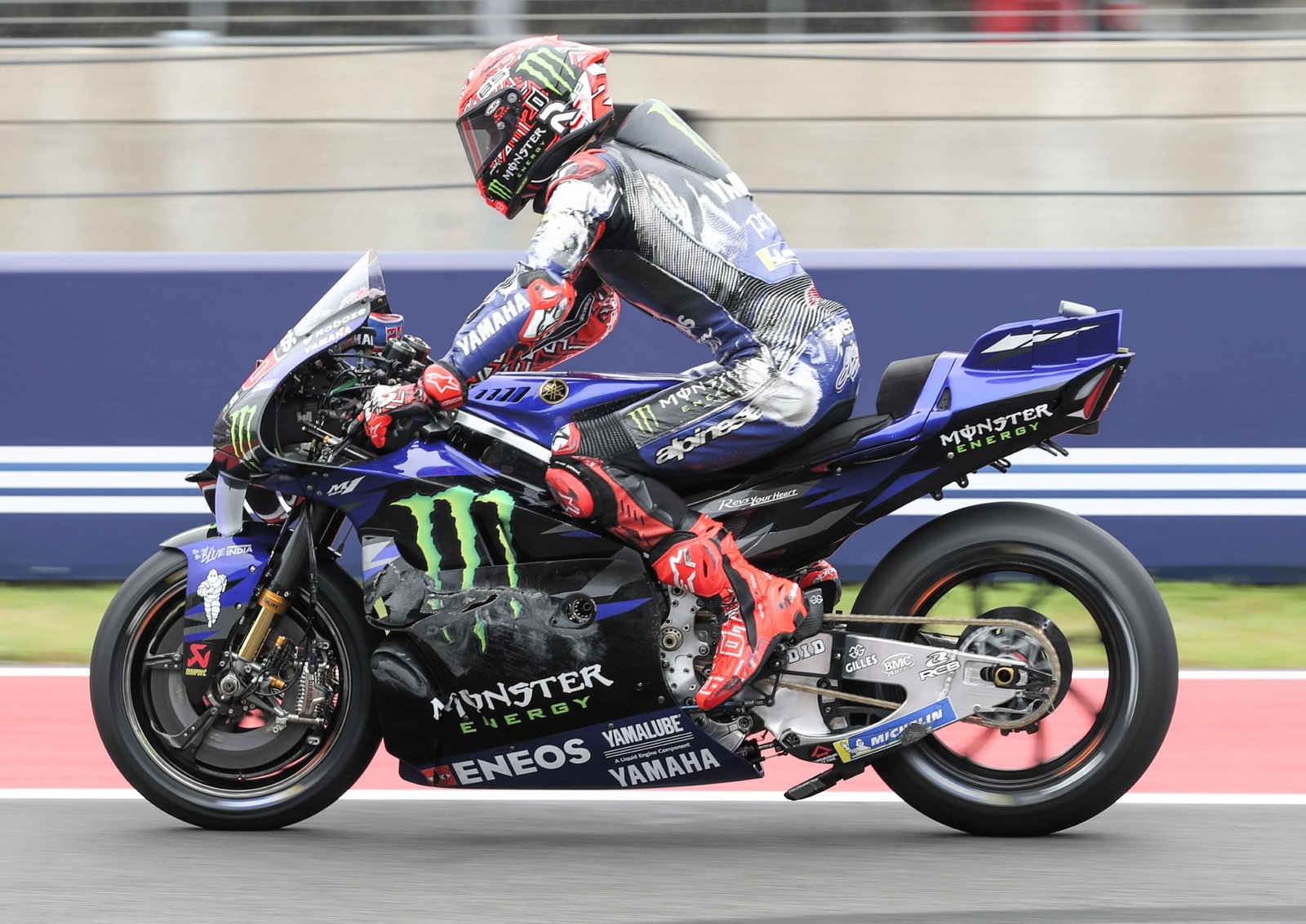 Fabio Quartararo, sighting lap crash, 2025 Americas MotoGP at COTA