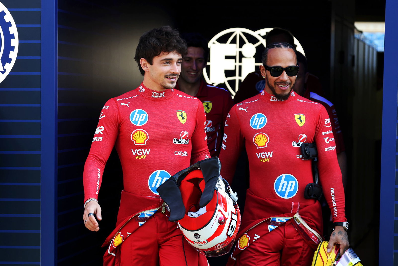 Charles Leclerc and Lewis Hamilton