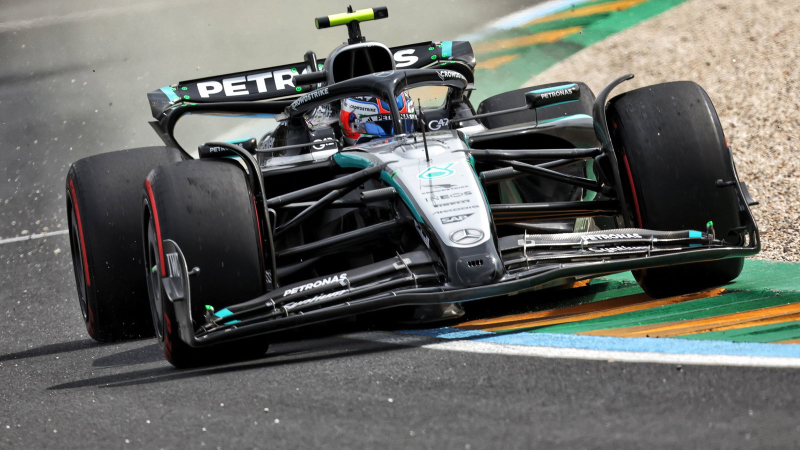 Kimi Antonelli suffered damage to the floor of his Mercedes