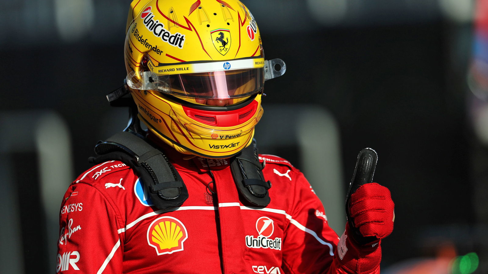 Lewis Hamilton starts on pole for the first time as a Ferrari driver