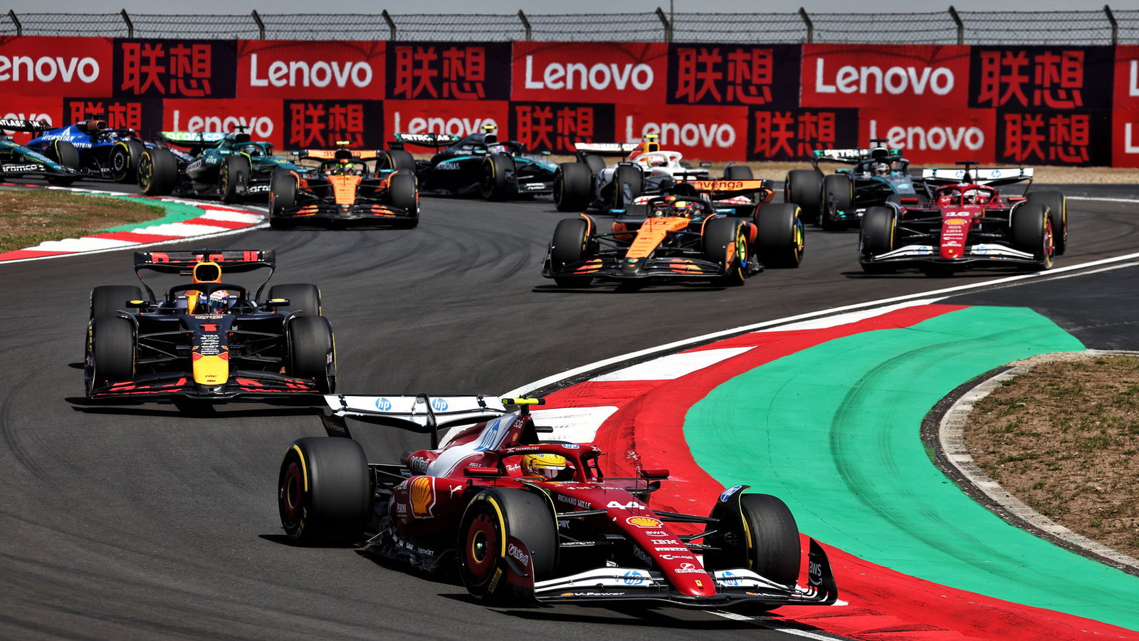 Lewis Hamilton took his first win for Ferrari in the China sprint race