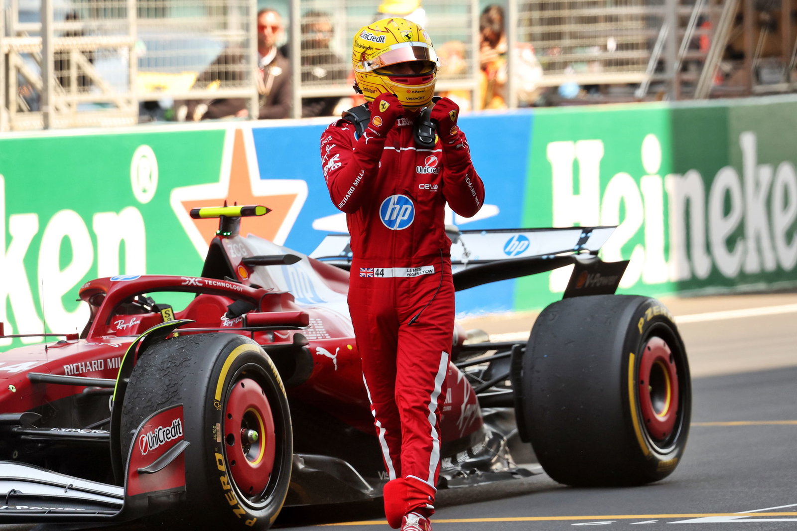 Lewis Hamilton won his first race for Ferrari in the China sprint 