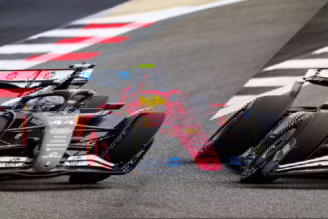 Lewis Hamilton driving Ferrari's 2025 F1 car in Bahrain 