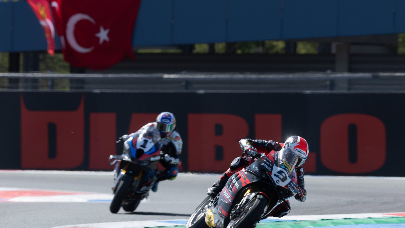 Danilo Petrucci, Toprak Razgatlioglu, 2025 Dutch WorldSBK. Credit: Gold and Goose.