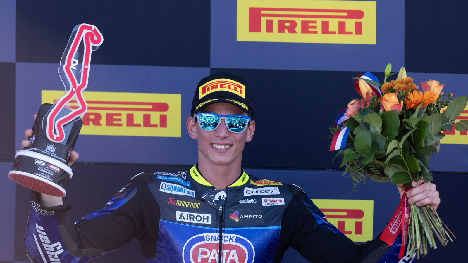 Andrea Locatelli, 2025 Dutch WorldSBK, podium. Credit: Gold and Goose.