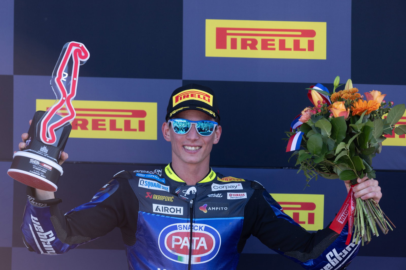Andrea Locatelli, 2025 Dutch WorldSBK, podium. Credit: Gold and Goose.