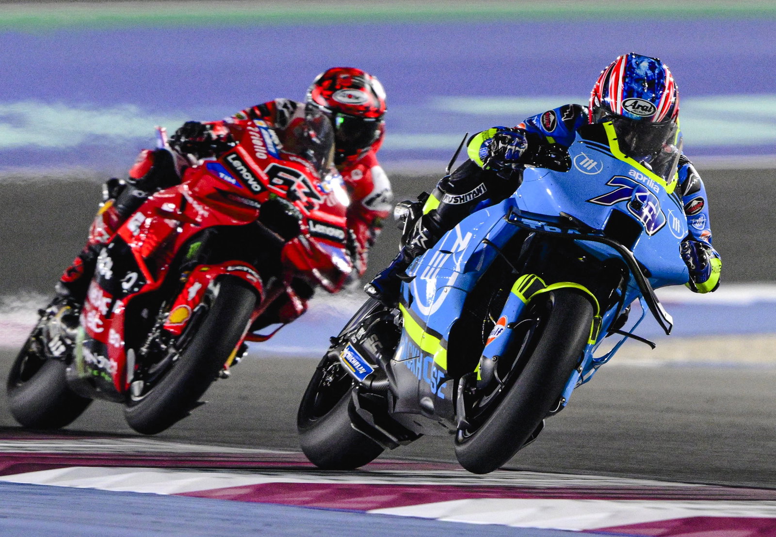 Ogura, Bagnaia, 2025 Qatar MotoGP Sprint