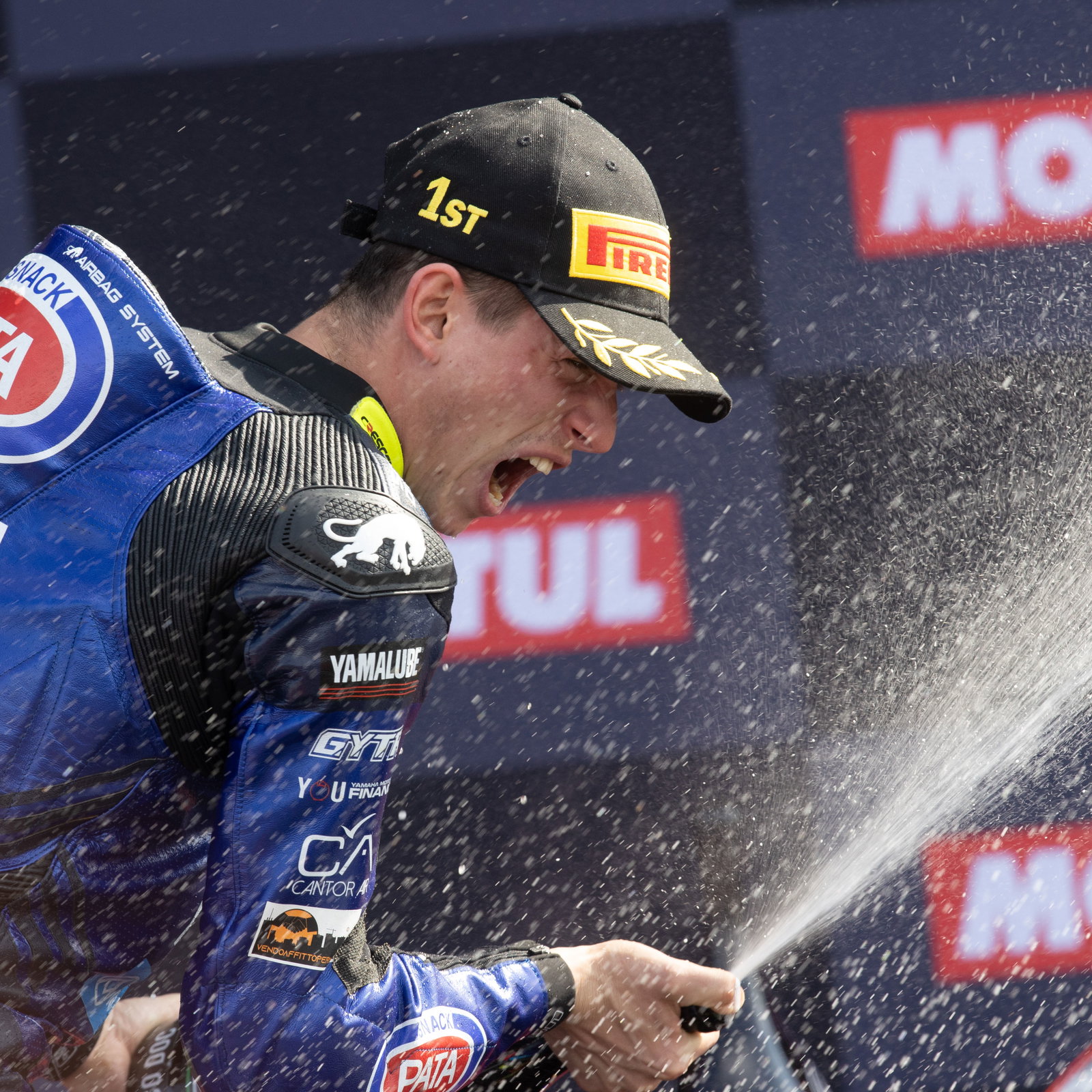 Andrea Locatelli, 2025 Dutch WorldSBK, podium. Credit: Gold and Goose.