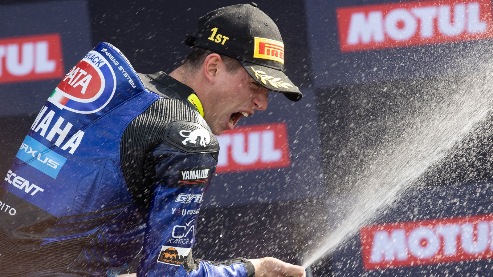 Andrea Locatelli, 2025 Dutch WorldSBK, podium. Credit: Gold and Goose.