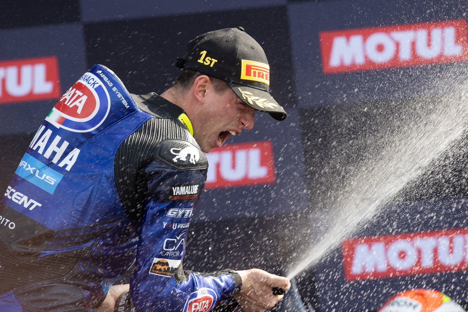 Andrea Locatelli, 2025 Dutch WorldSBK, podium. Credit: Gold and Goose.