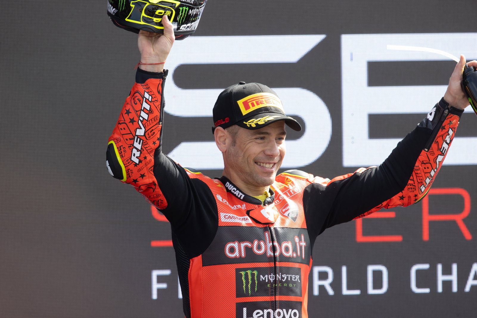 Alvaro Bautista, 2025 Dutch WorldSBK, podium. Credit: Gold and Goose.