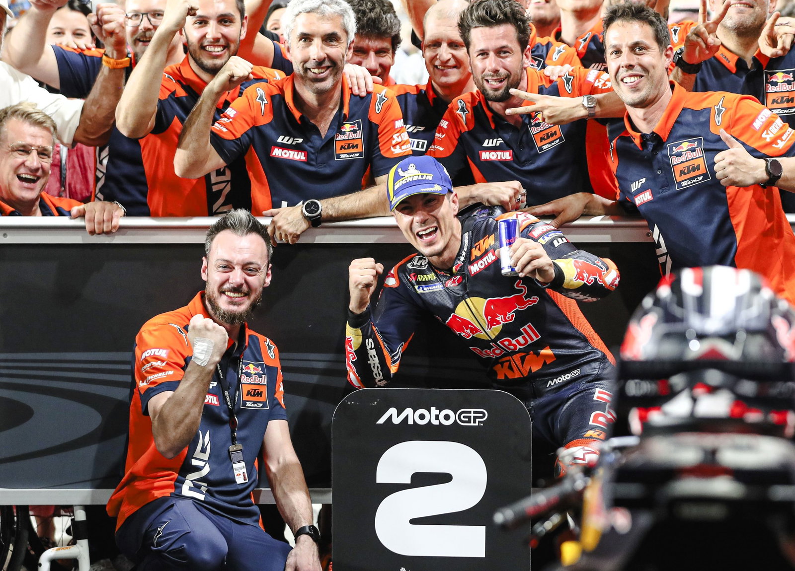 Maverick Vinales and Tech3 KTM celebrate 2nd, 2025 Qatar MotoGP