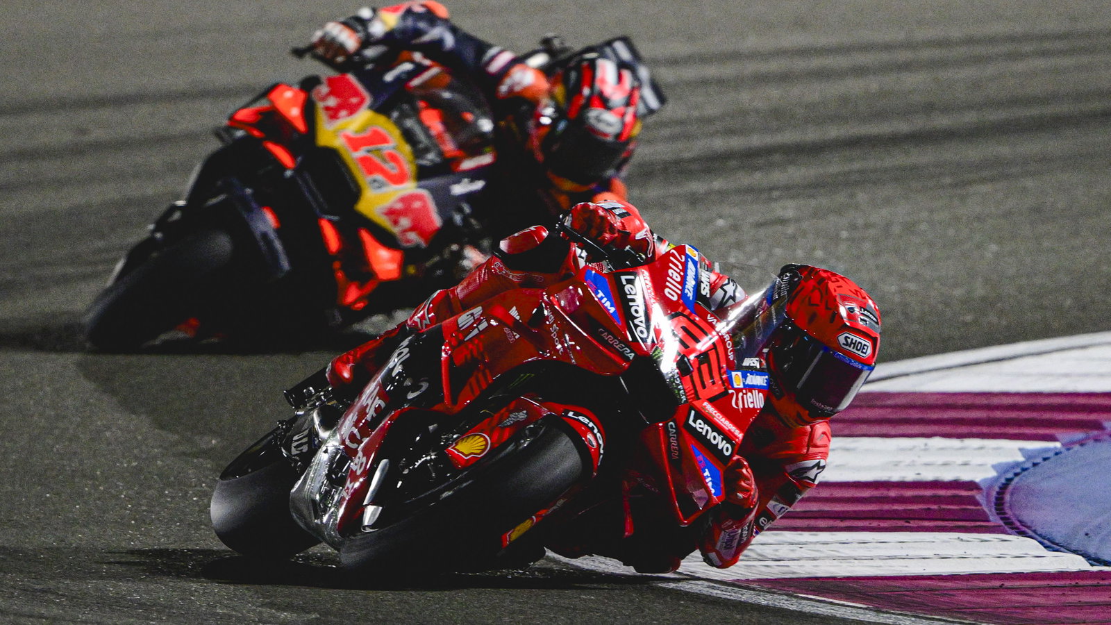 Marc Marquez, Maverick Vinales, 2025 MotoGP Qatar Grand Prix. Credit: Gold and Goose.