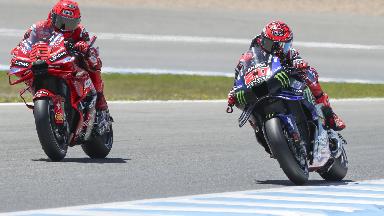 Fabio Quartararo, Marc Marquez, 2025 MotoGP Spanish Grand Prix. Credit: Gold and Goose.