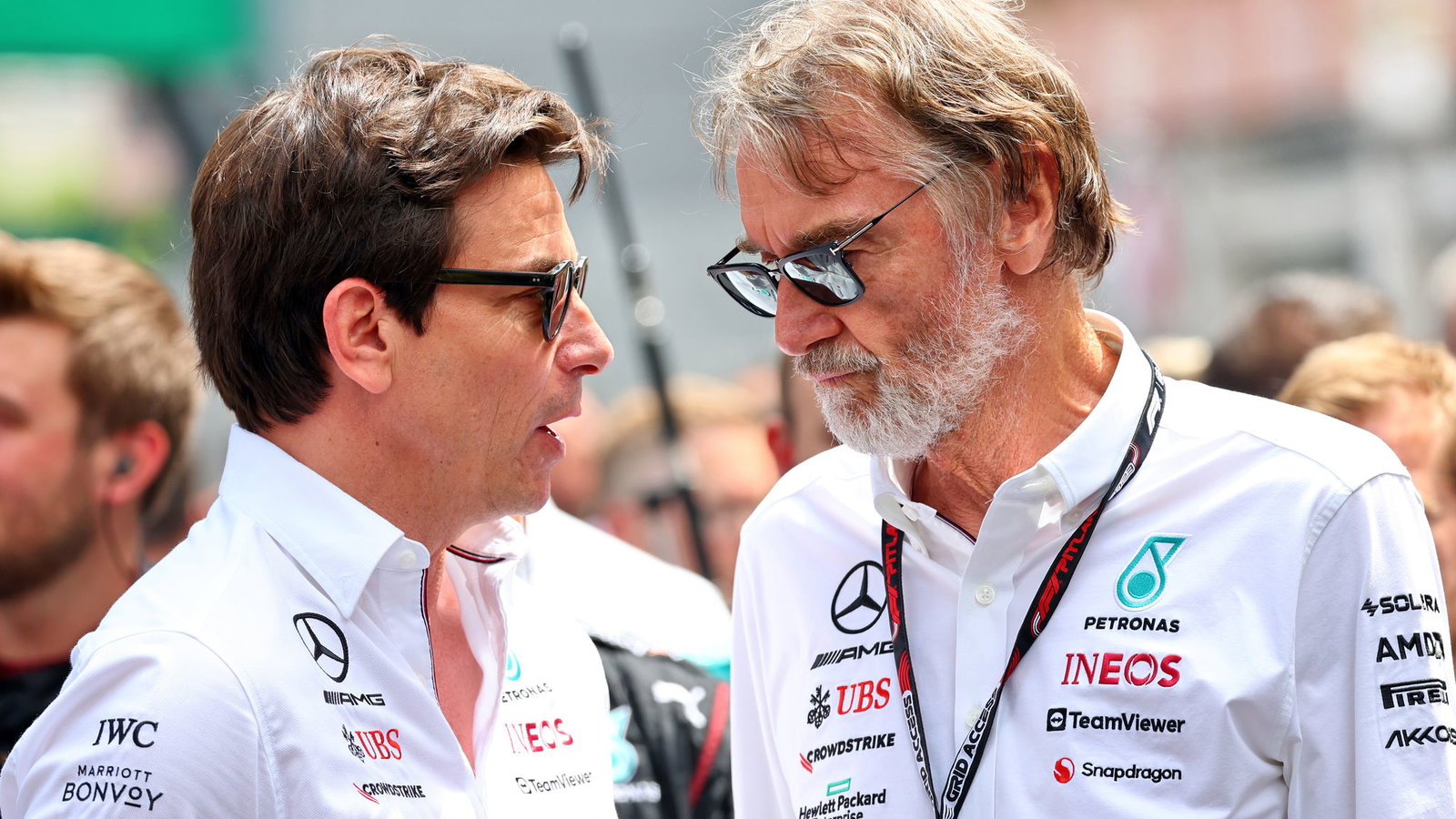 Mercedes boss Toto Wolff and Sir Jim Ratcliffe 