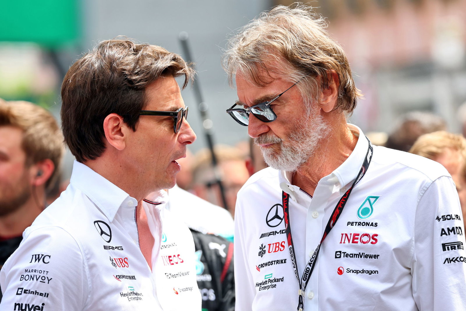 Mercedes boss Toto Wolff and Sir Jim Ratcliffe 