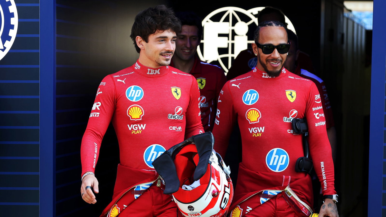 Charles Leclerc and Lewis Hamilton