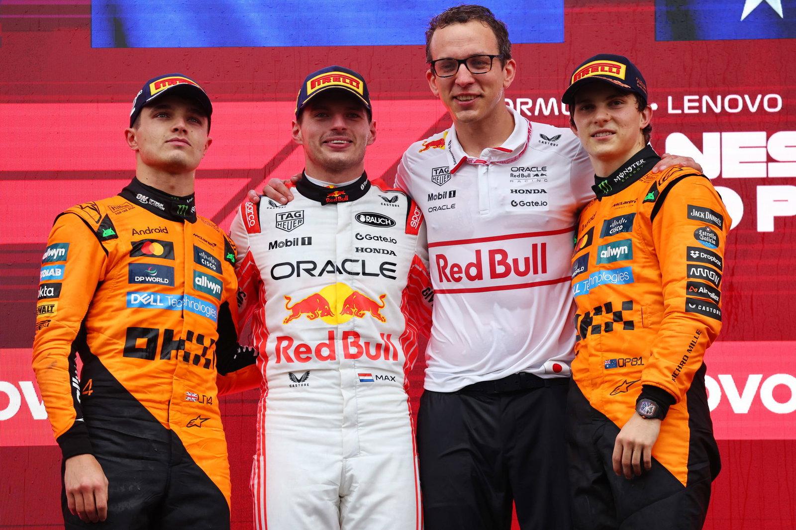 The top three finishers at the Japanese Grand Prix