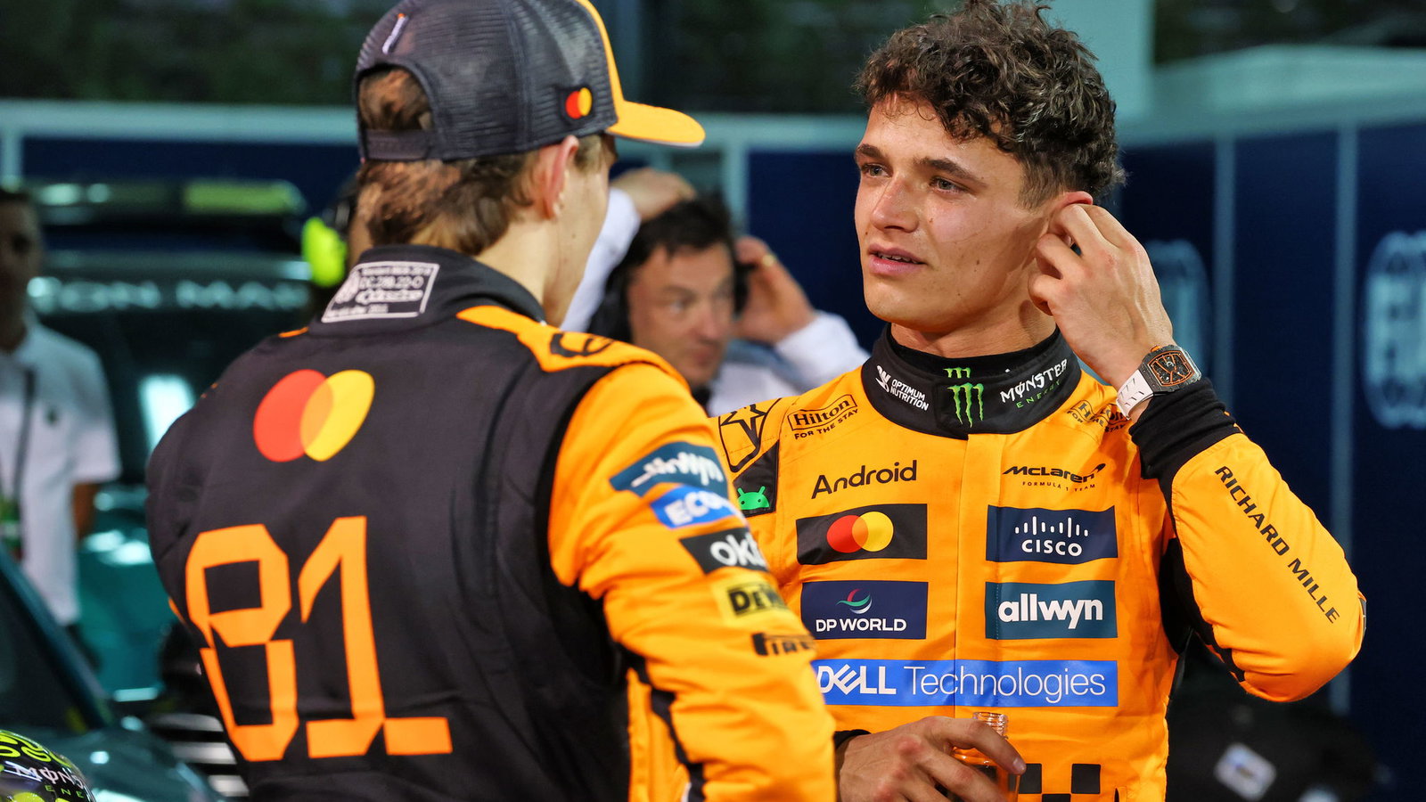 Lando Norris and Oscar Piastri in parc ferme