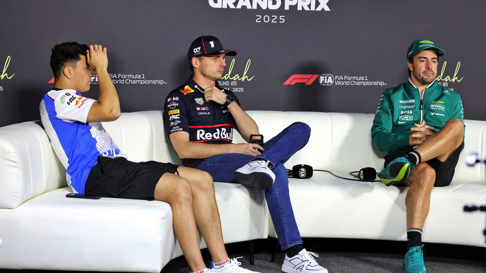Max Verstappen and Fernando Alonso in the press conference