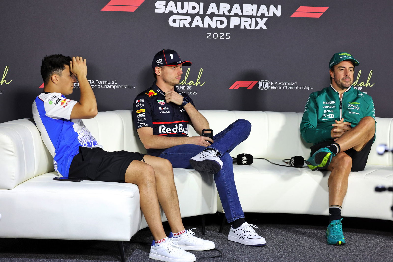 Max Verstappen and Fernando Alonso in the press conference