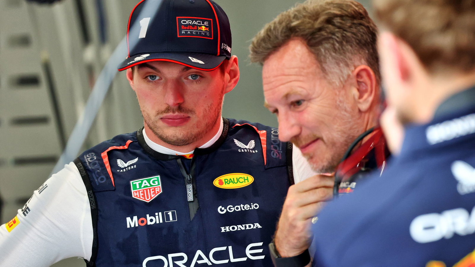 Max Verstappen and Christian Horner 