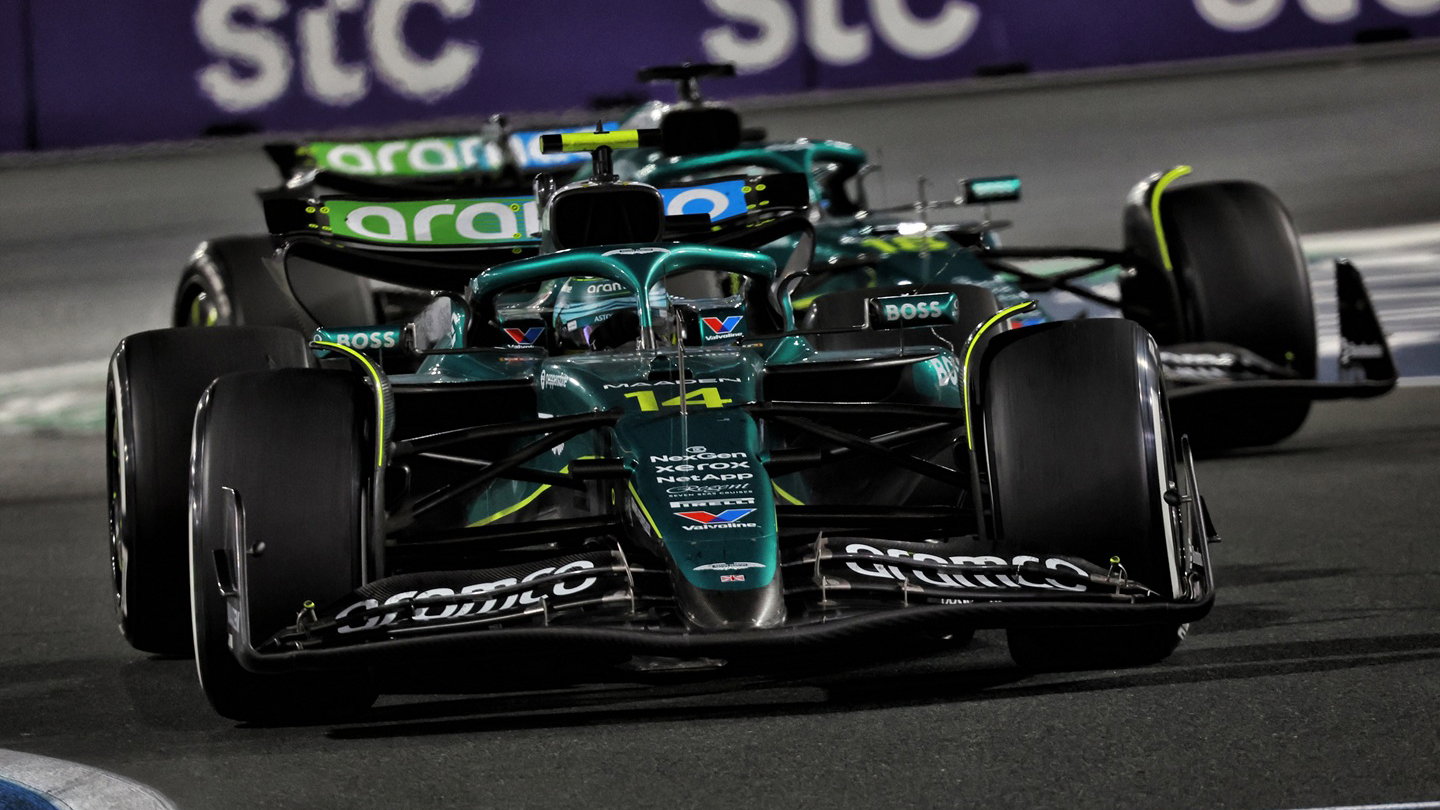 Fernando Alonso and Lance Stroll, Aston Martin