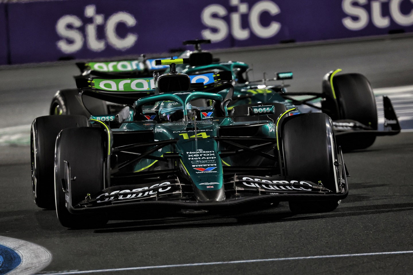 Fernando Alonso and Lance Stroll, Aston Martin