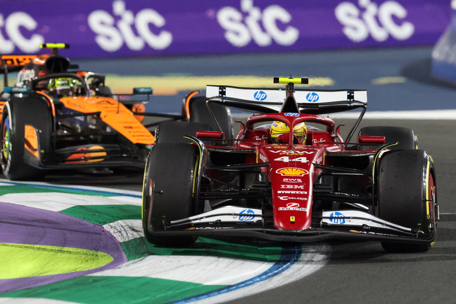 It took Norris three laps to get past Hamilton 