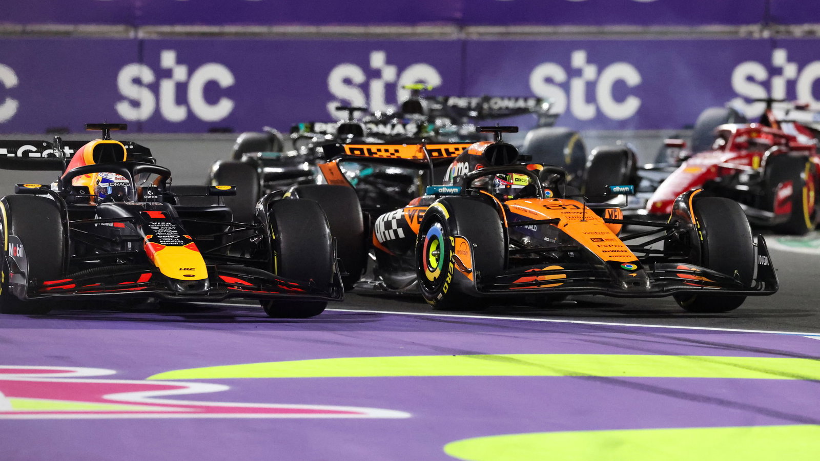 Verstappen cut the corner to stay ahead of Piastri 