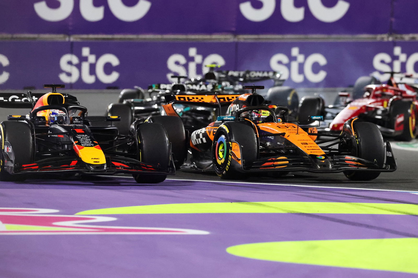 Verstappen cut the corner to stay ahead of Piastri 