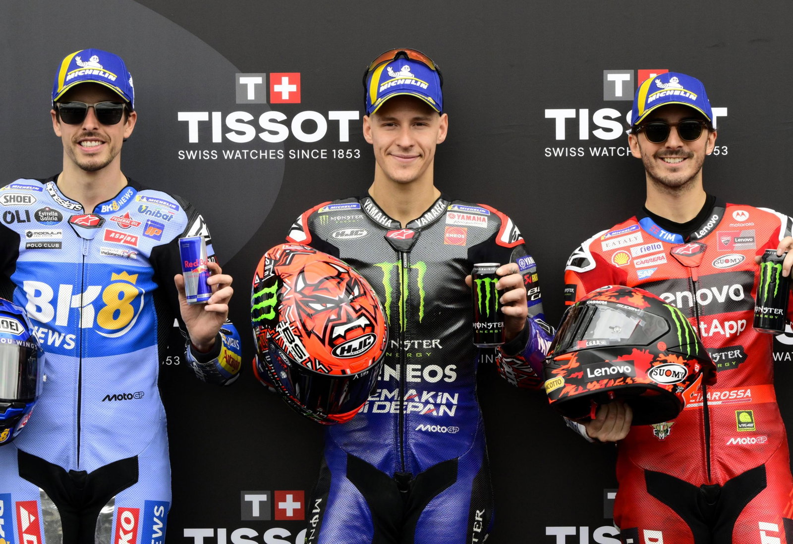Fabio Quartararo, Alex Marquez, Francesco Bagnaia, 2025 British MotoGP