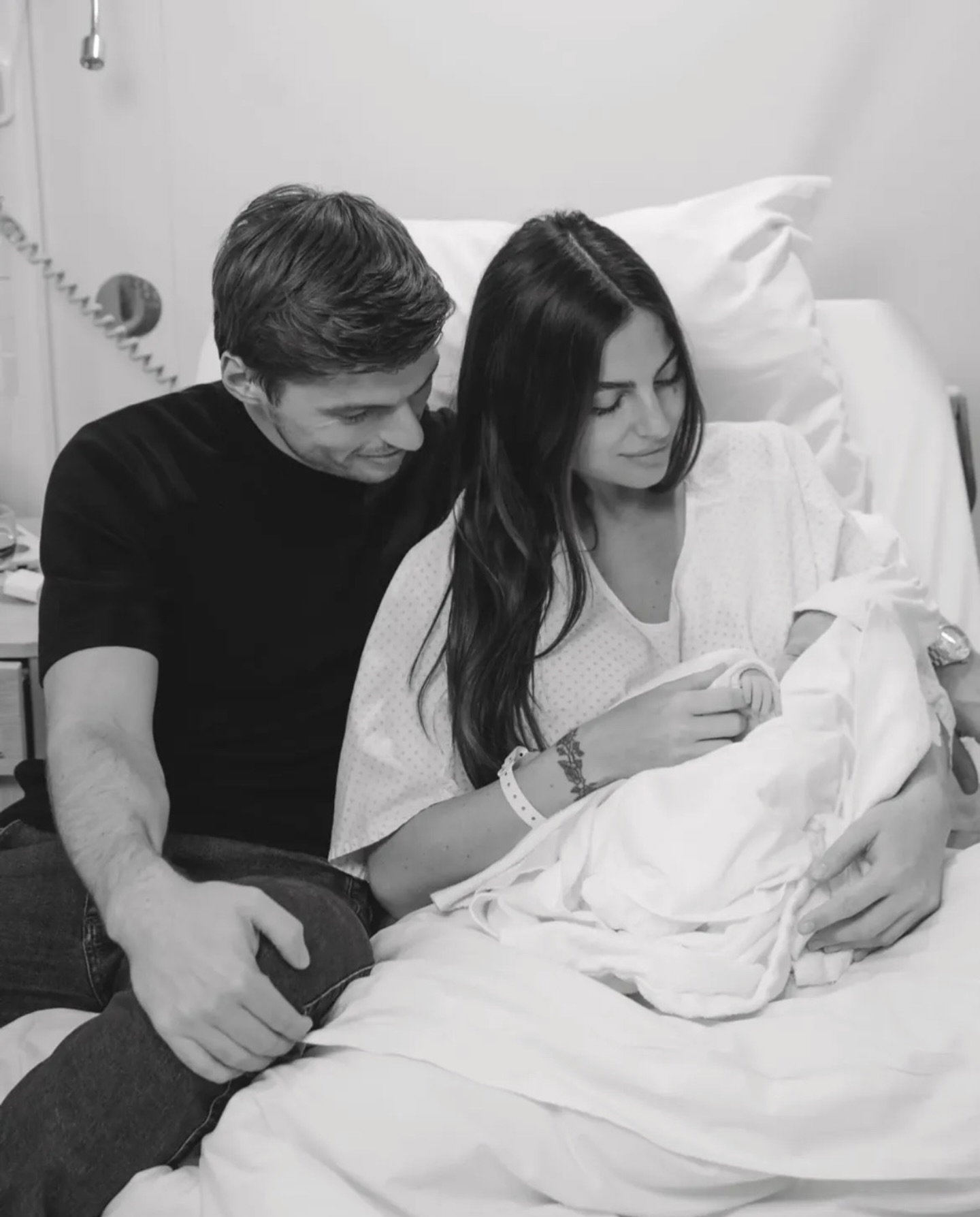 Max Verstappen and Kelly Piquet with their newborn baby