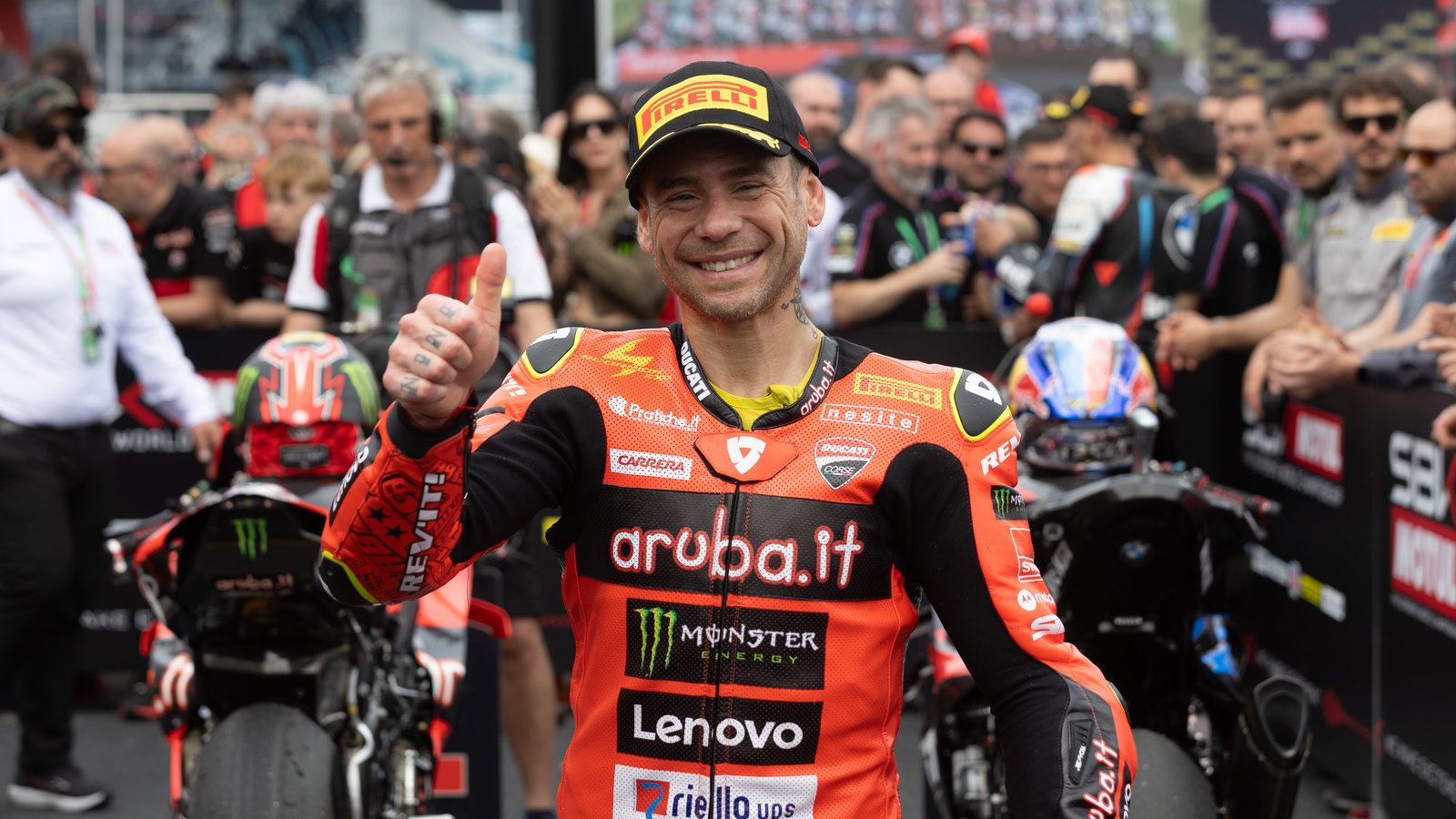 Alvaro Bautista, 2025 Italian WorldSBK, parc ferme. Credit: Gold and Goose.
