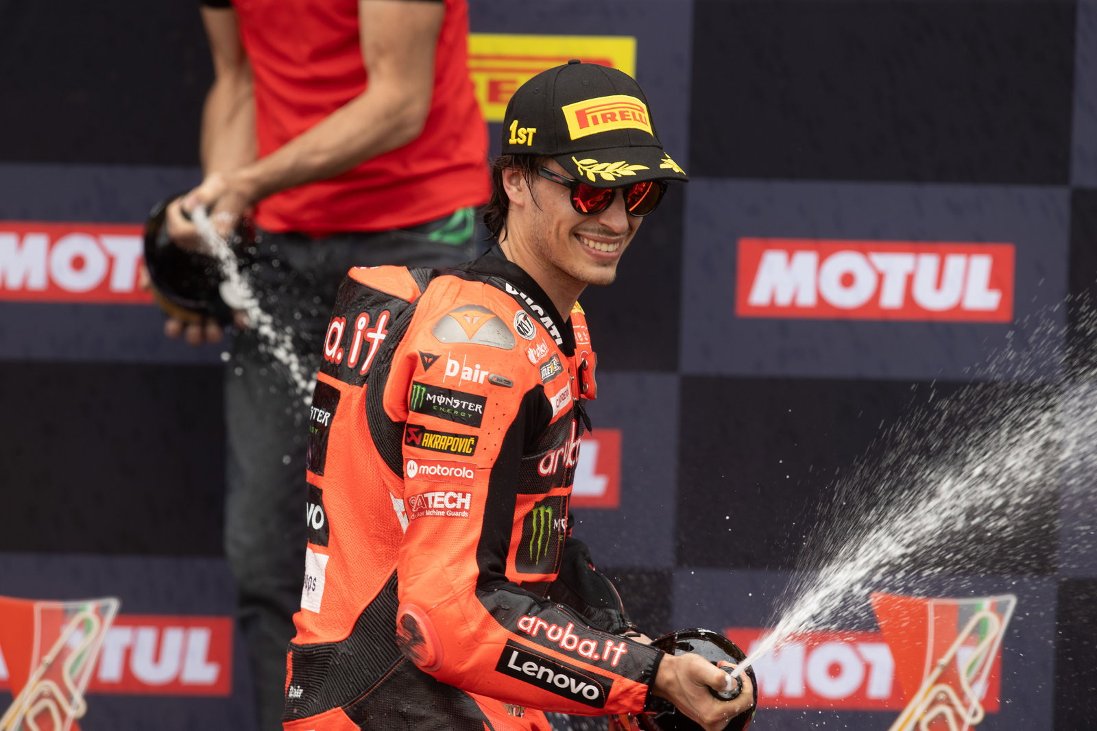 Nicolo Bulega, 2025 Italian WorldSBK, podium. Credit: Gold and Goose.