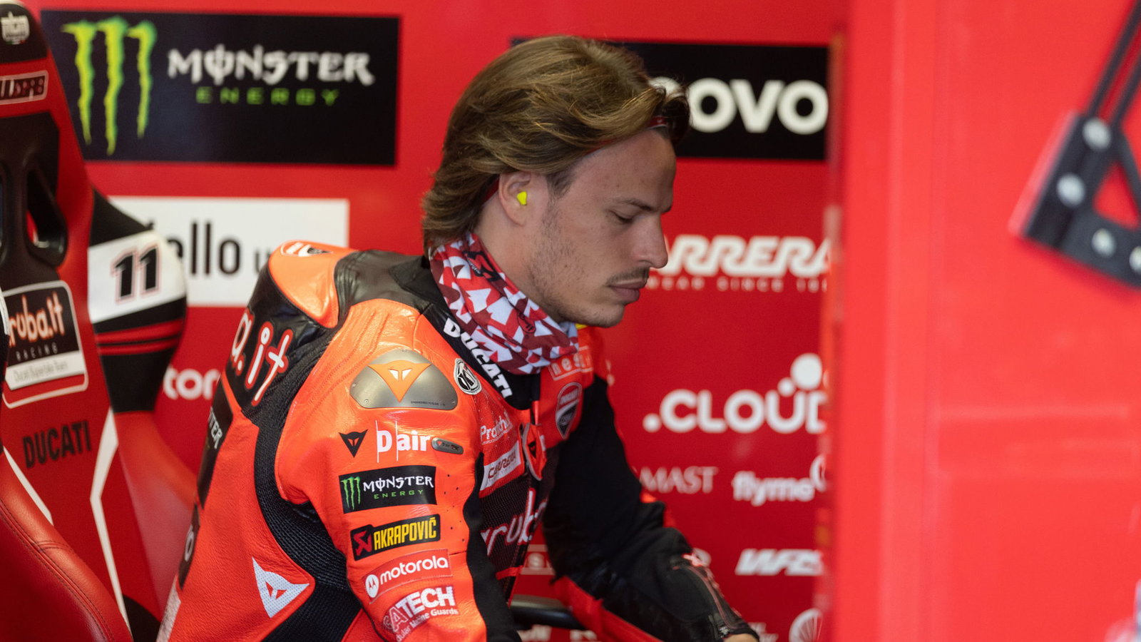 Nicolo Bulega, 2025 Czech WorldSBK, pit box. Credit: Gold and Goose.