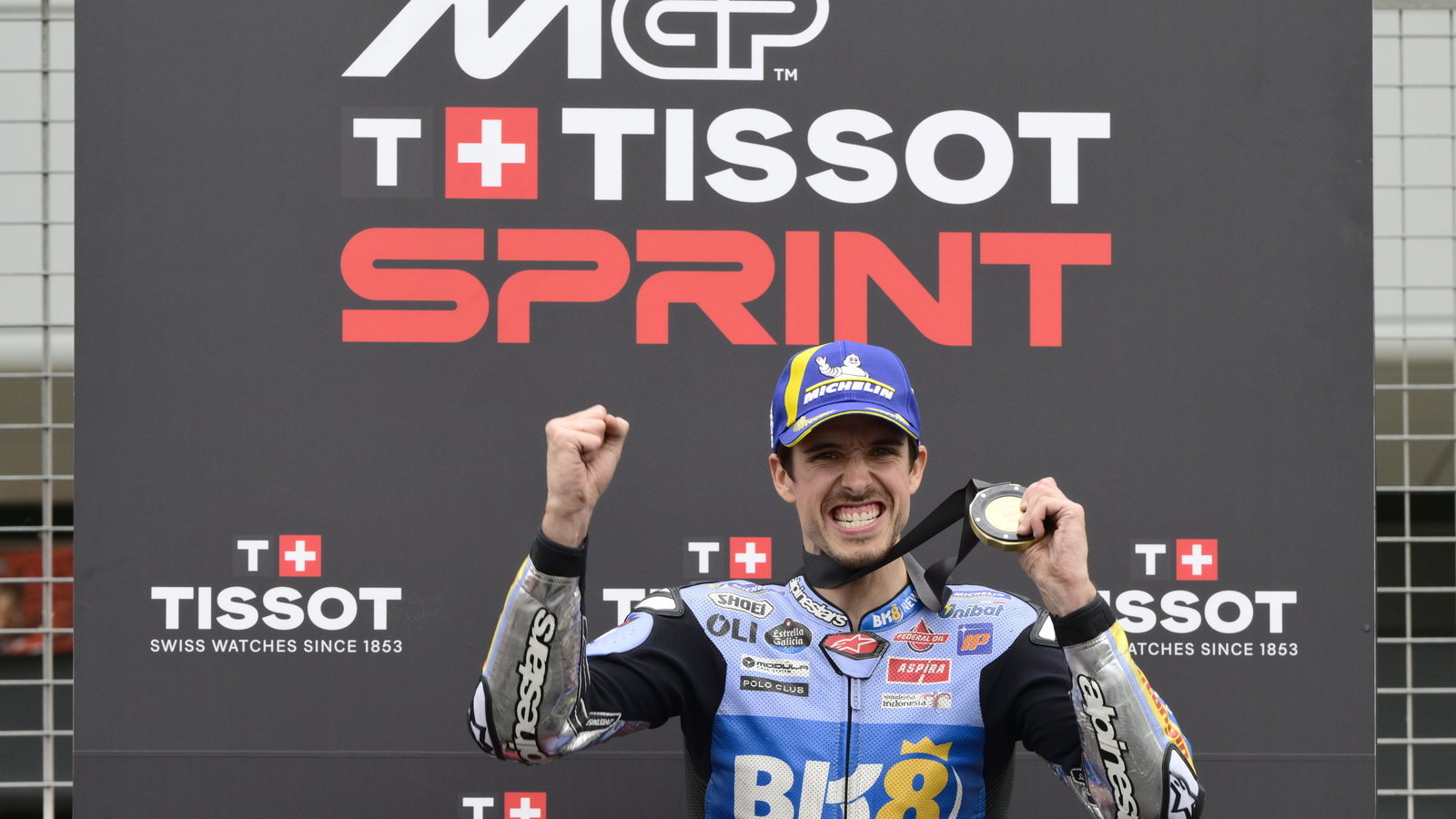 Alex Marquez, 2025 MotoGP British Grand Prix, Sprint podium. Credit: Gold and Goose