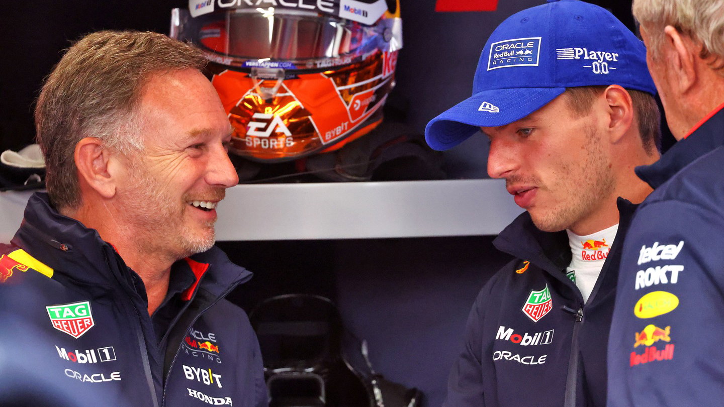 Christian Horner and Max Verstappen