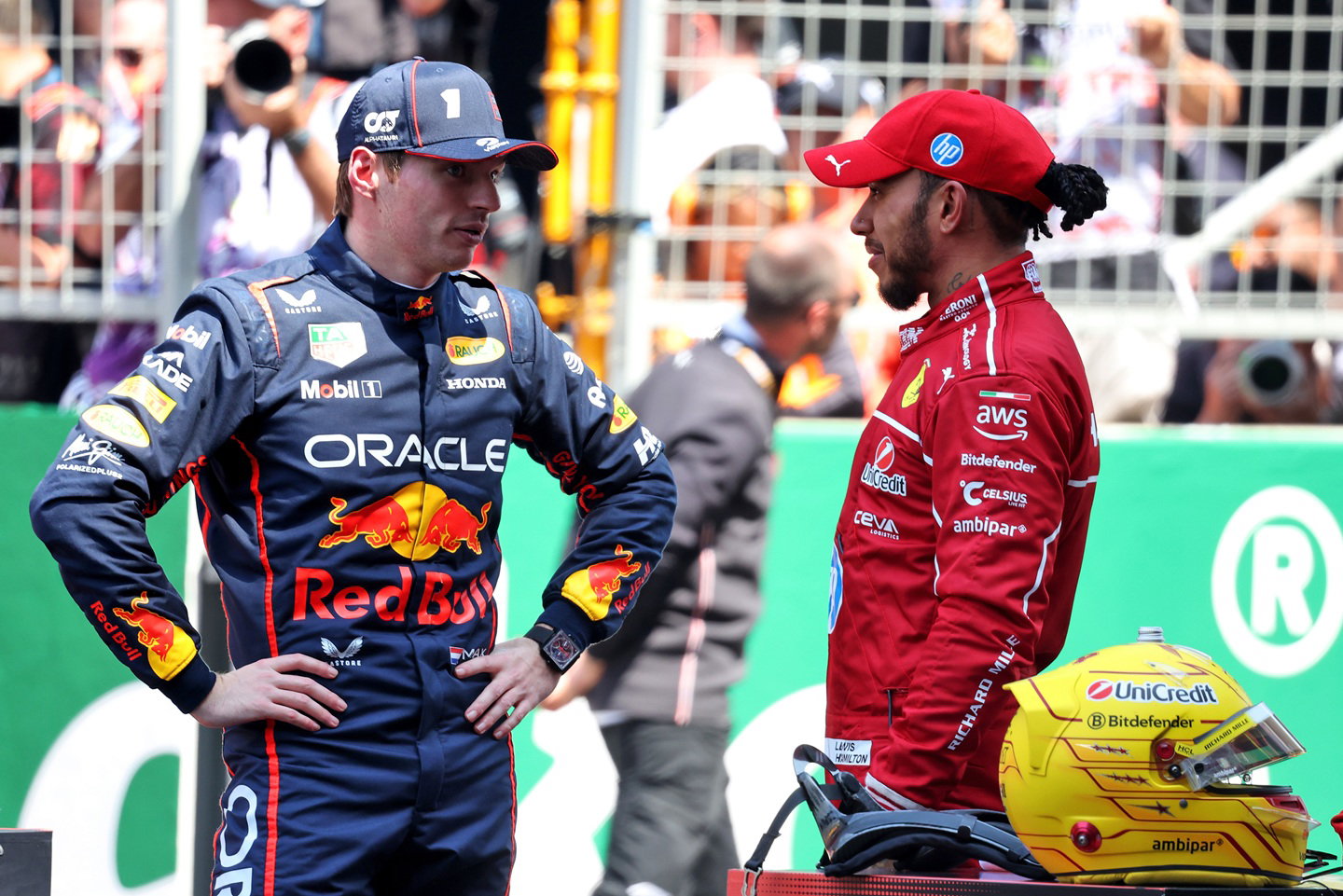 Lewis Hamilton and Max Verstappen