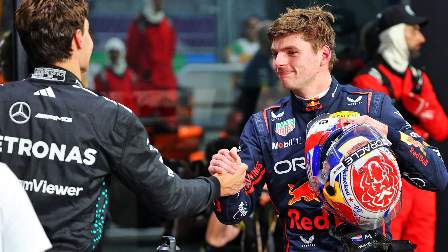 Max Verstappen and George Russell