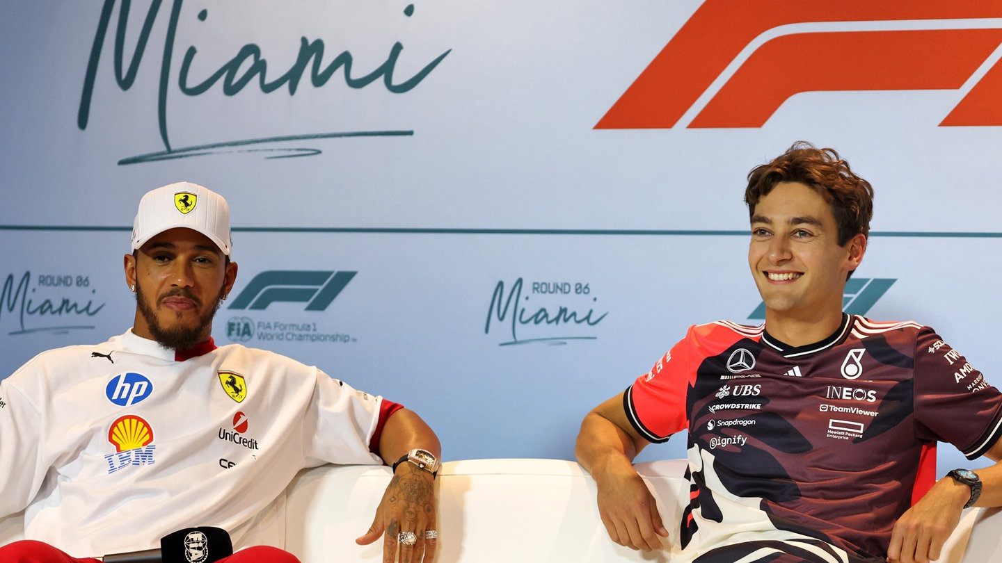 Lewis Hamilton and George Russell