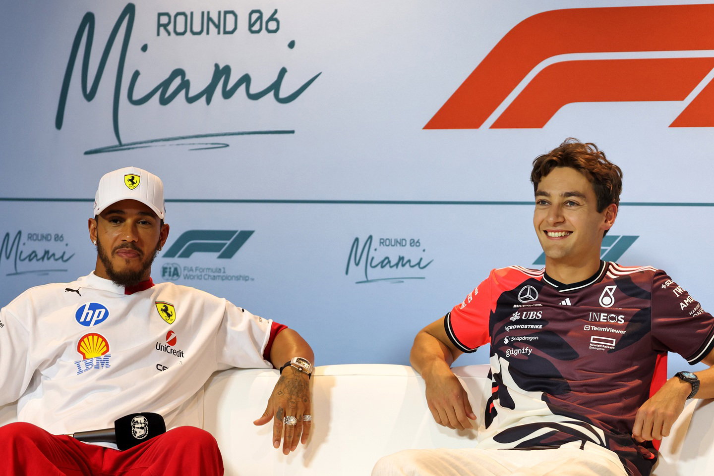 Lewis Hamilton and George Russell