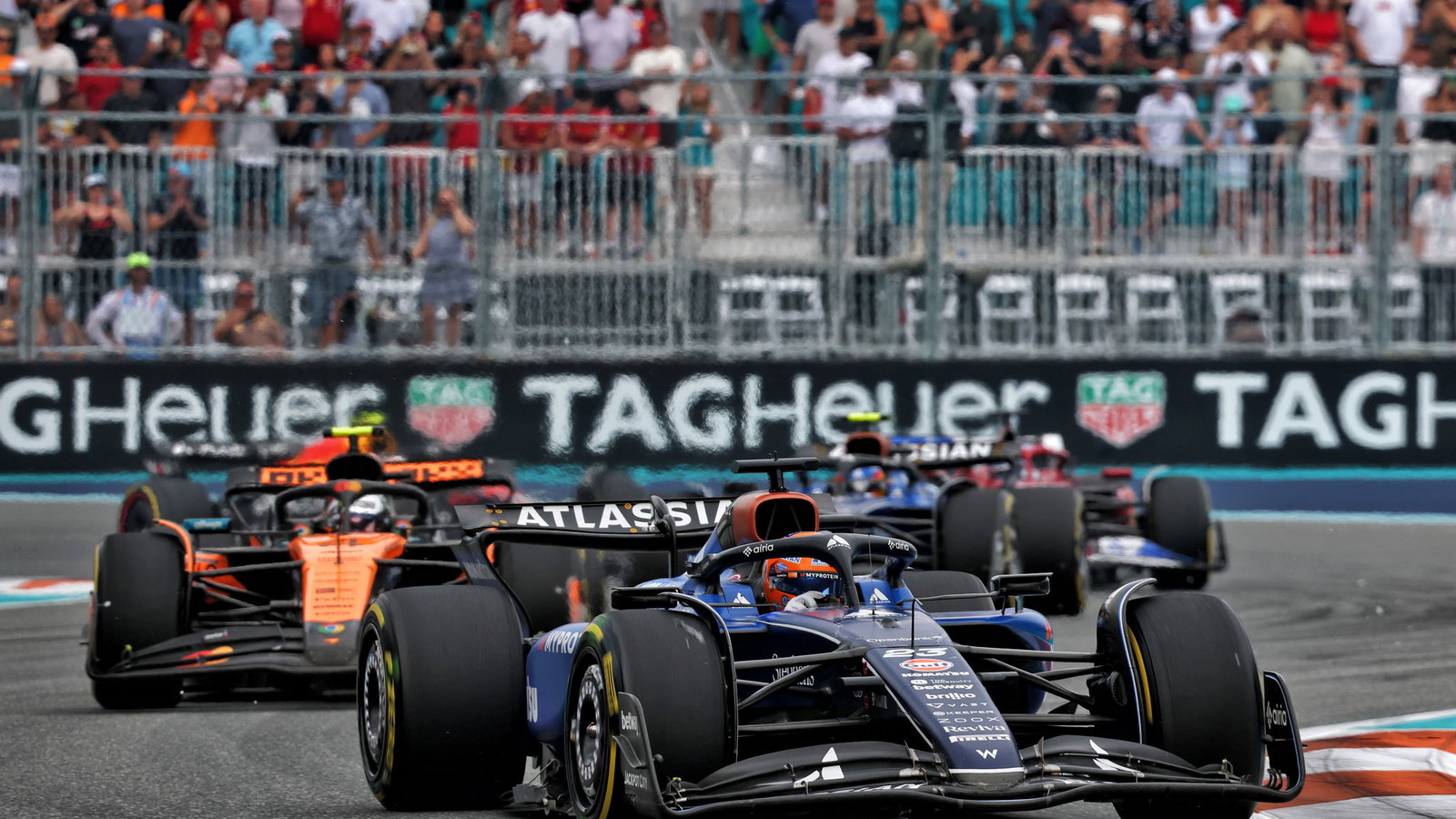 Alex Albon ahead of Lando Norris in Miami 