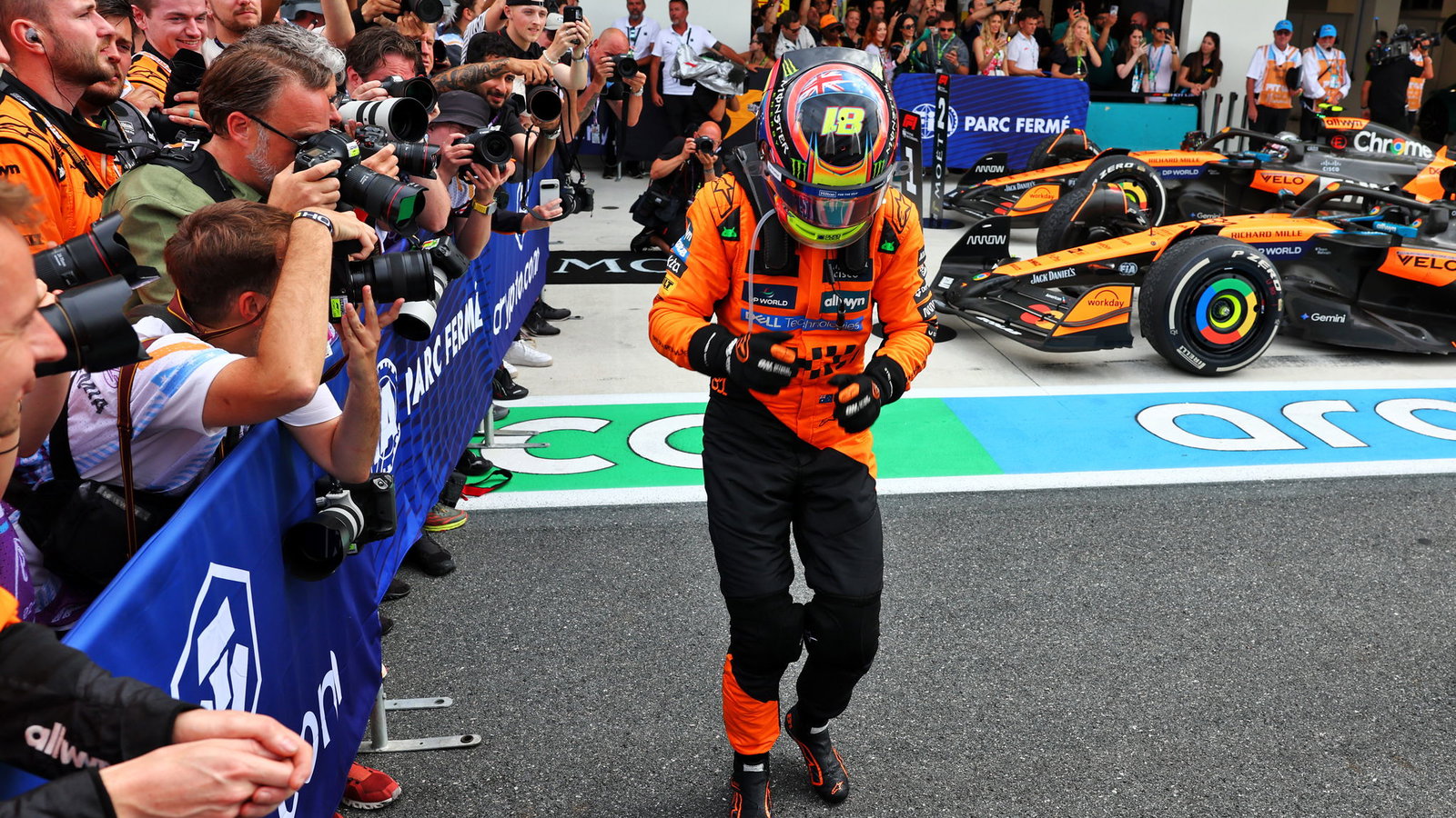 Oscar Piastri celebrates his Miami win