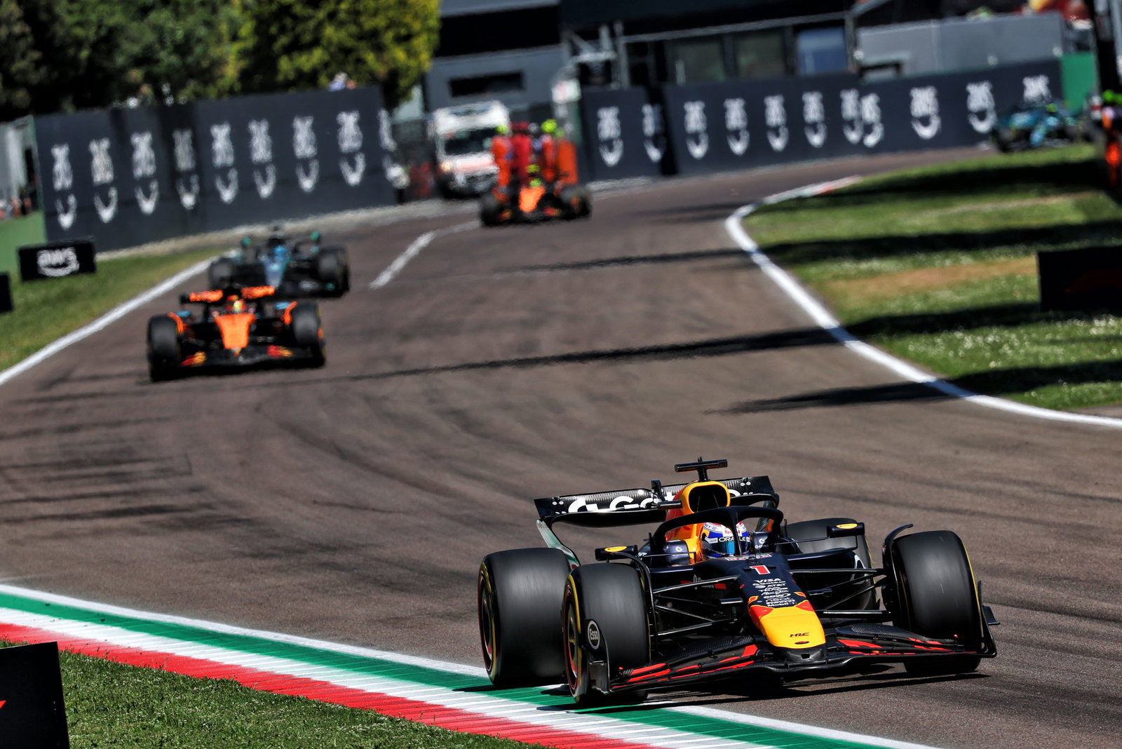 Verstappen pulled clear of the McLarens