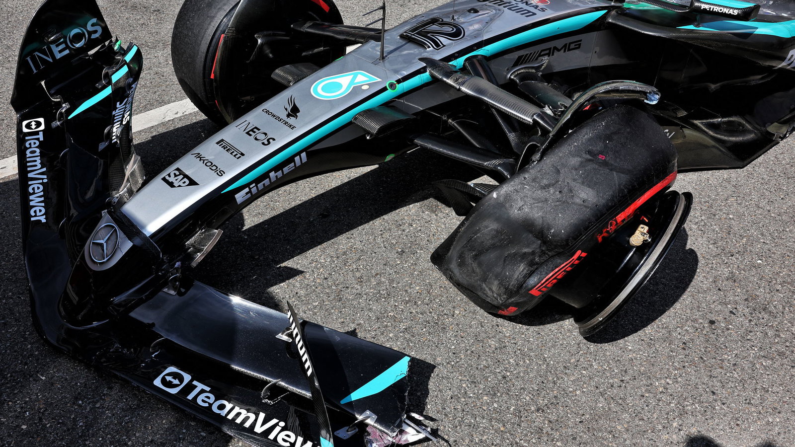 Kimi Antonelli's wrecked Mercedes